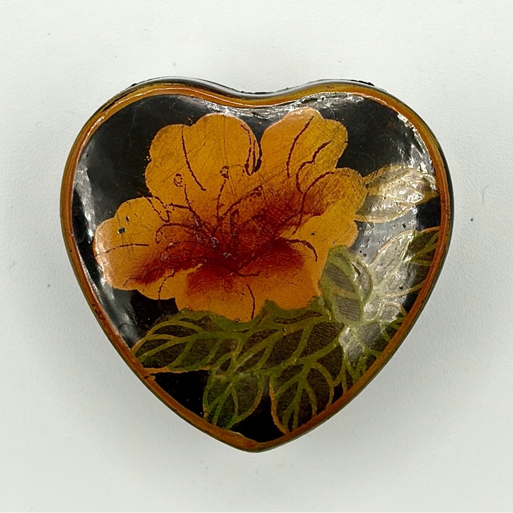 Heart-Shaped Keepsake / Trinket Box with Floral Design